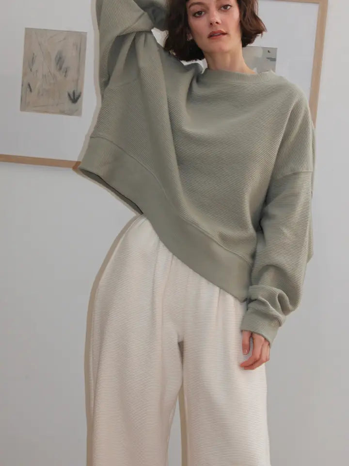 Margot Rippled Cotton Cropped Sweatshirt