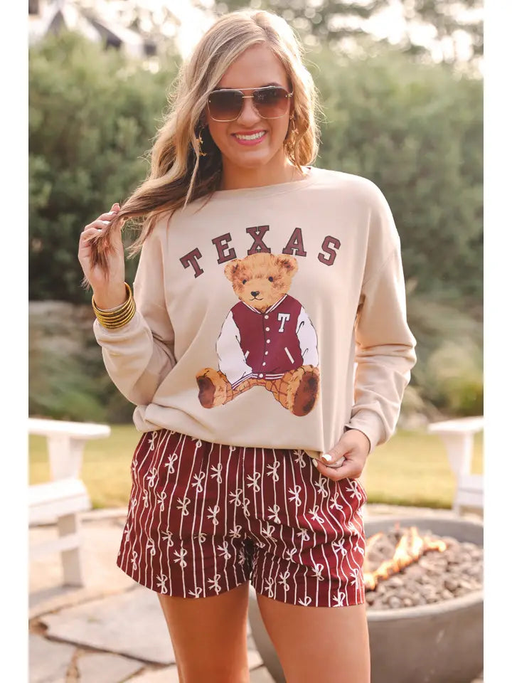 Preorder- Benny the Bear Texas Pullover- Maroon