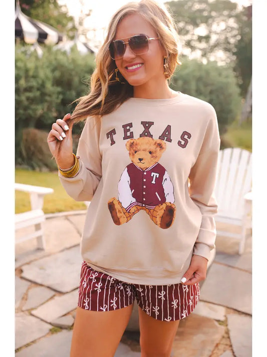 Preorder- Benny the Bear Texas Pullover- Maroon