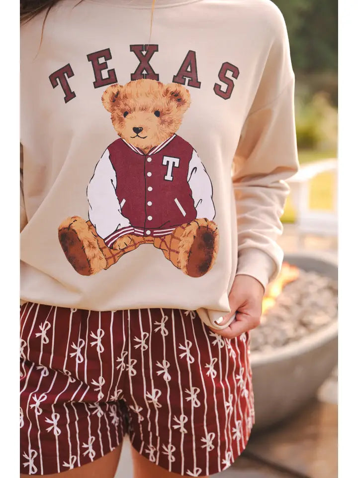 Preorder- Benny the Bear Texas Pullover- Maroon