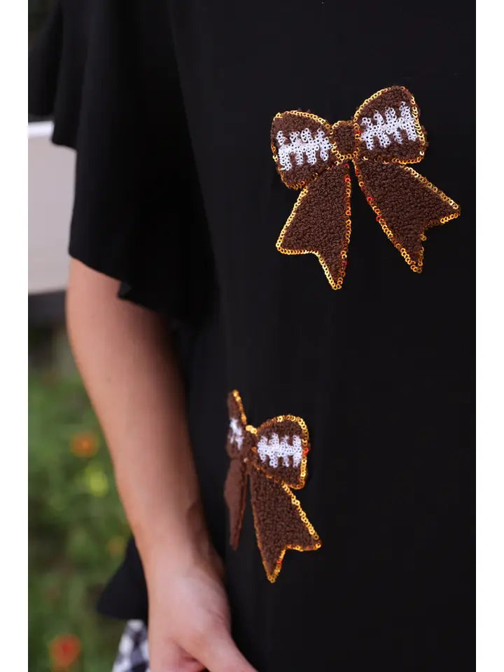 Preorder-Sideline Sparkle Ruffle Top- Black