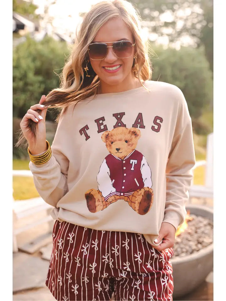 Preorder- Benny the Bear Texas Pullover- Maroon