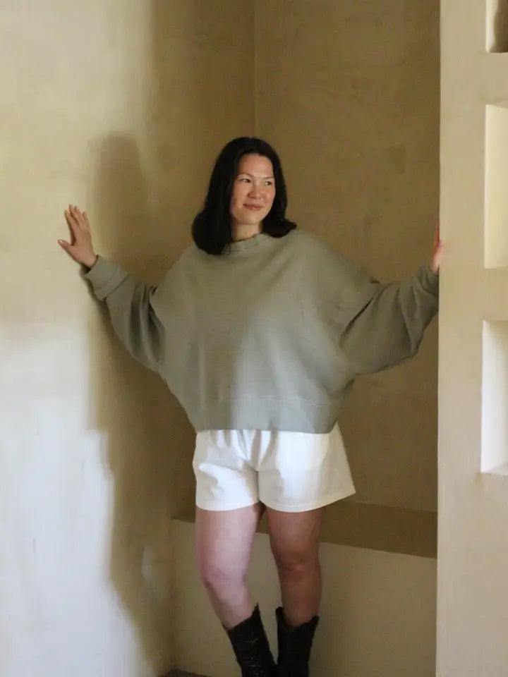 Margot Rippled Cotton Cropped Sweatshirt