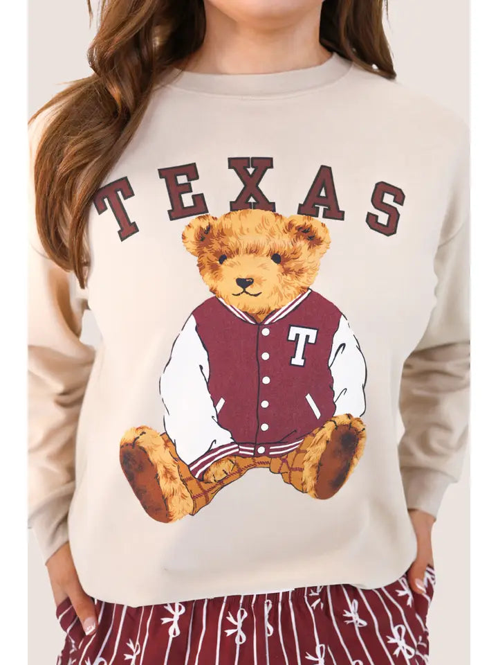Preorder- Benny the Bear Texas Pullover- Maroon